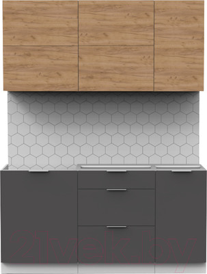 Кухонный гарнитур Интермебель Микс Топ-32 1.6м без столешницы (дуб крафт золотой/графит серый)