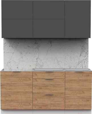 Кухонный гарнитур Интермебель Микс Топ-33 1.7м без столешницы (графит серый/дуб крафт золотой)