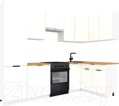 Кухонный гарнитур ВерсоМебель Эко-1 1.4x2.6 правая (белый фасадный/ст.золотистый дуб)