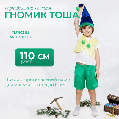 Костюм карнавальный Пуговка Гномик Тоша / 4002 к-18-28 (р.110-56)