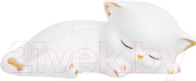 Статуэтка Elan Gallery Котенок спящий / 330667 (белый, золотистый)