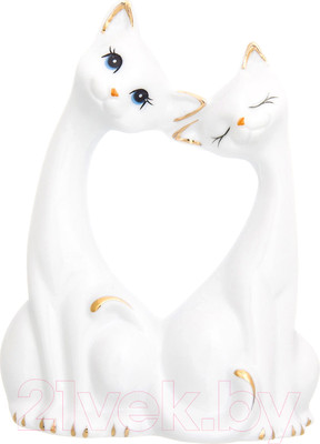 Статуэтка Elan Gallery Пара кошечек / 330717 (белый, золотистый)