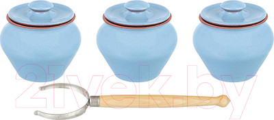 Набор горшочков для запекания Elan Gallery TerraCotta / 570100 (голубой)