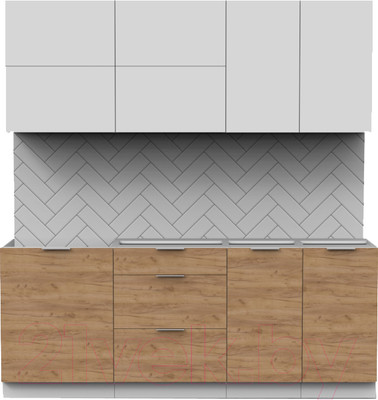 Кухонный гарнитур Интермебель Микс Топ-35 2.0м без столешницы (белый премиум/дуб крафт золотой)