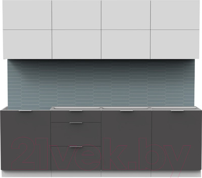 Кухонный гарнитур Интермебель Микс Топ-38 2.4м без столешницы (белый премиум/графит серый)