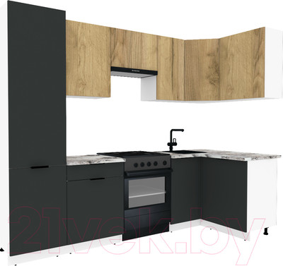 Кухонный гарнитур ВерсоМебель Эко-1 1.2x2.6 правая (дуб крафт золотой/антрацит/ст.альберика)
