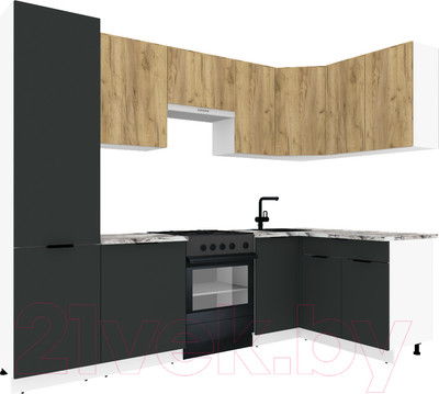 Кухонный гарнитур ВерсоМебель Эко-1 1.4x2.6 правая (дуб крафт золотой/антрацит/ст.альберика)