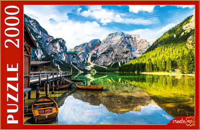 Пазл РЫЖИЙ КОТ Италия. Озеро Брайес и лодки / ПИ2000-3697 (2000эл)