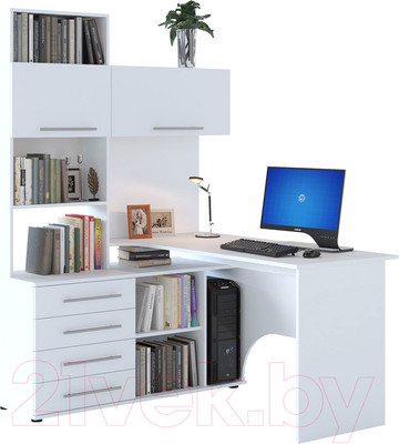 Компьютерный стол Сокол-Мебель КСТ-14 (левый, белый)