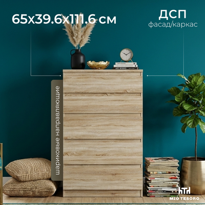 Комод Mio Tesoro Кастор 5 ящиков 2.03.02.070.3 (сонома)