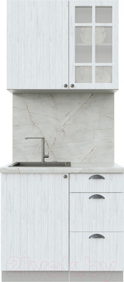 Кухонный гарнитур Интерлиния Берес 0.9А (дуб полярный/дуб полярный/серый каспий)