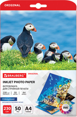 Фотобумага Brauberg Original А4 230 г/м2 / 363990 (50л, глянцевая)