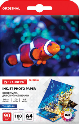 Фотобумага Brauberg Original А4 90 г/м2 / 363978 (100л, глянцевая)