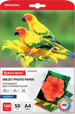 Фотобумага Brauberg Original А4 160 г/м2 / 363985 (50л, матовая)