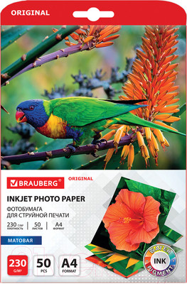Фотобумага Brauberg Original А4 230 г/м2 / 363991 (50л, матовая)