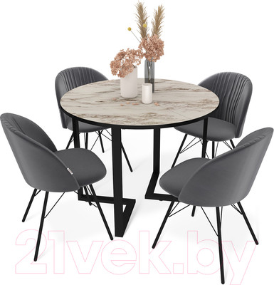 Обеденная группа Sheffilton SHT-DS230 (браун стоун/угольно-серый/черный муар)