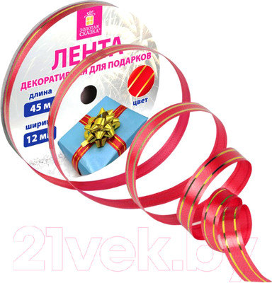 Лента декоративная Золотая сказка 591823 (красный/золотой)