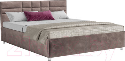 Двуспальная кровать Mebel-Ars Нью-Йорк 160 (бархат серо-шоколадный Star Velvet 60 Coffee)