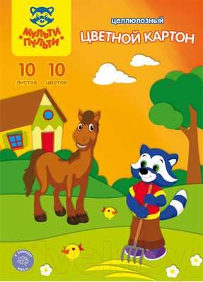 Набор цветного картона Мульти-пульти Приключения Енота / КЦ10-10ц_13981 (10цв)
