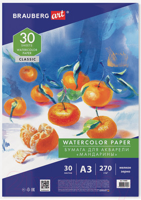 Бумага для рисования Brauberg Art Classic. Мандарины / 114402 (30л)