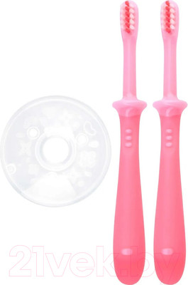 Набор зубных щеток Pigeon Training Toothbrush Set Step 4 18+ / 1021095 (2шт, розовый)