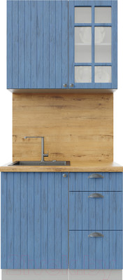 Кухонный гарнитур Интерлиния Берес 0.9А (дуб лазурный/дуб лазурный/дуб бунратти)