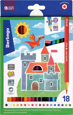 Набор цветных карандашей Berlingo SuperSoft. Замки / SS00118 (18цв)