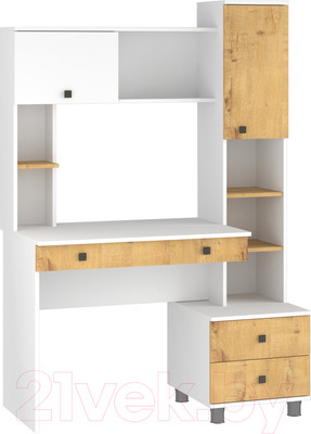 Письменный стол Премиум Персона-10 (белый текстурный/дуб бунратти)
