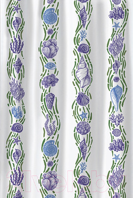 Шторка-занавеска для ванны Вилина Ракушки 6984 009 (180x180, полиэтилен, белый)