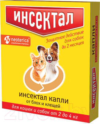 Капли от блох Инсектал Для собак и кошек 2-4кг / N101