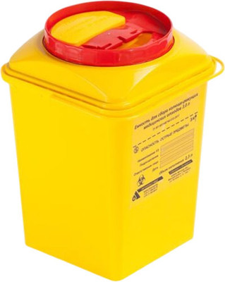 Контейнер лабораторный Литопласт-мед Для сбора колюще-режущих медицинских отходов (3л)