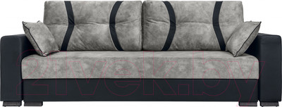 Диван KRONES Цезарь (велюр/экокожа, серый/черный)