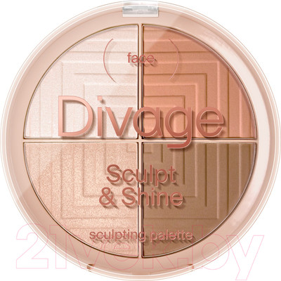 Палетка для скульптурирования Divage Sculpting Palette Sculpt & Shine 4в1