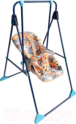 Качели напольные для детей GLOBEX Ветерок-Люкс Котята / 1602-40 (синий)