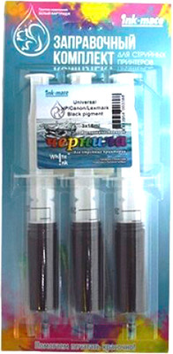 Заправочный комплект White Ink Universal HP/Canon/Lexmark (3x16мл, черный пигментированный)