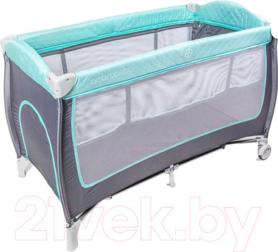 Кровать-манеж Amarobaby Stitch / AMARO-26Sti/11 (серый)