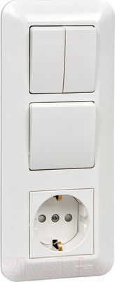 Блок выключатель+розетка Systeme (Schneider) Electric Прима BK2VR-008A-BI