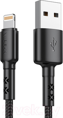 Кабель Vipfan X02 USB-iPhone (1.8м, черный)