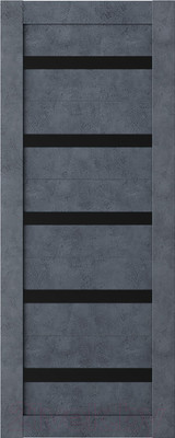 Дверь межкомнатная Bafa Техно лайт 5 60x200 (бетон графит/черный лакобель)