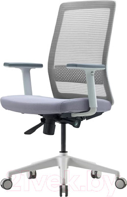 Кресло офисное Bestuhl S30 White Pl без подголовника, рег. подлокотники (черная сетка/серая ткань)