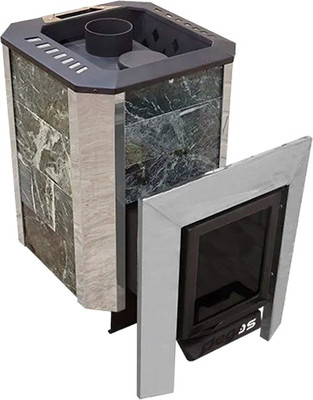 Печь-каменка Пегас 16 Стеклом в камне Змеевик (нержавеющая сталь)