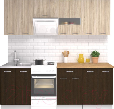 Кухонный гарнитур Mio Tesoro Экстра-лайт 2.2 (дуб сонома/венге/дуб бунратти)