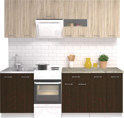 Кухонный гарнитур Mio Tesoro Экстра-лайт 2.2 (дуб сонома/венге/марсель)
