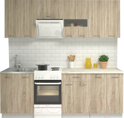 Кухонный гарнитур Mio Tesoro Экстра-лайт 2.2 (дуб сонома/королевский опал)