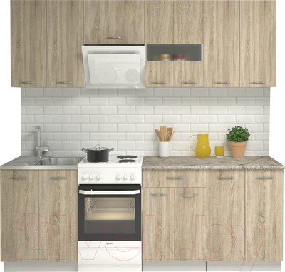 Кухонный гарнитур Mio Tesoro Экстра-лайт 2.2 (дуб сонома/марсель)