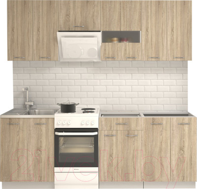 Кухонный гарнитур Mio Tesoro Экстра-лайт 2.2 без столешницы (дуб сонома)