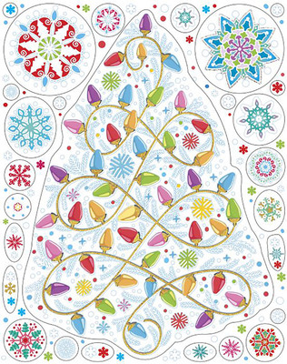 Наклейка на окно Феникс-Презент Елочка с гирляндой / 86046