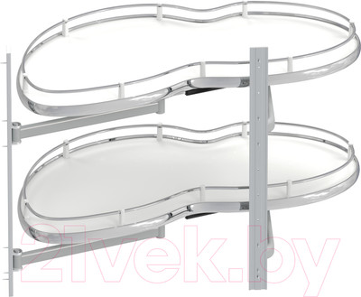Корзина выкатная Starax Волшебный уголок поворотный / S-3015-C (левое выдвижение, хром)