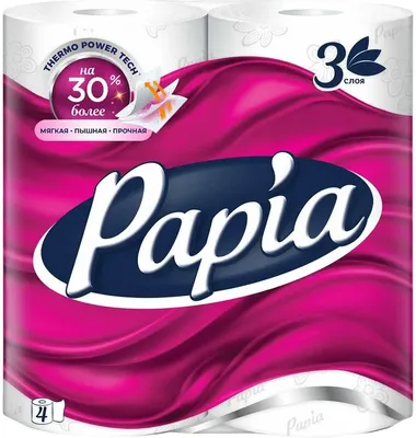 Туалетная бумага Papia Белая 3х слойная (4рул)