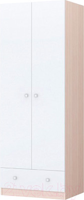 Шкаф Polini Kids Simple двухсекционный с ящиком / 0001302.161 (дуб пастельный/белый)